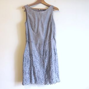 LOFT sleeveless gray dress embroidery pattern